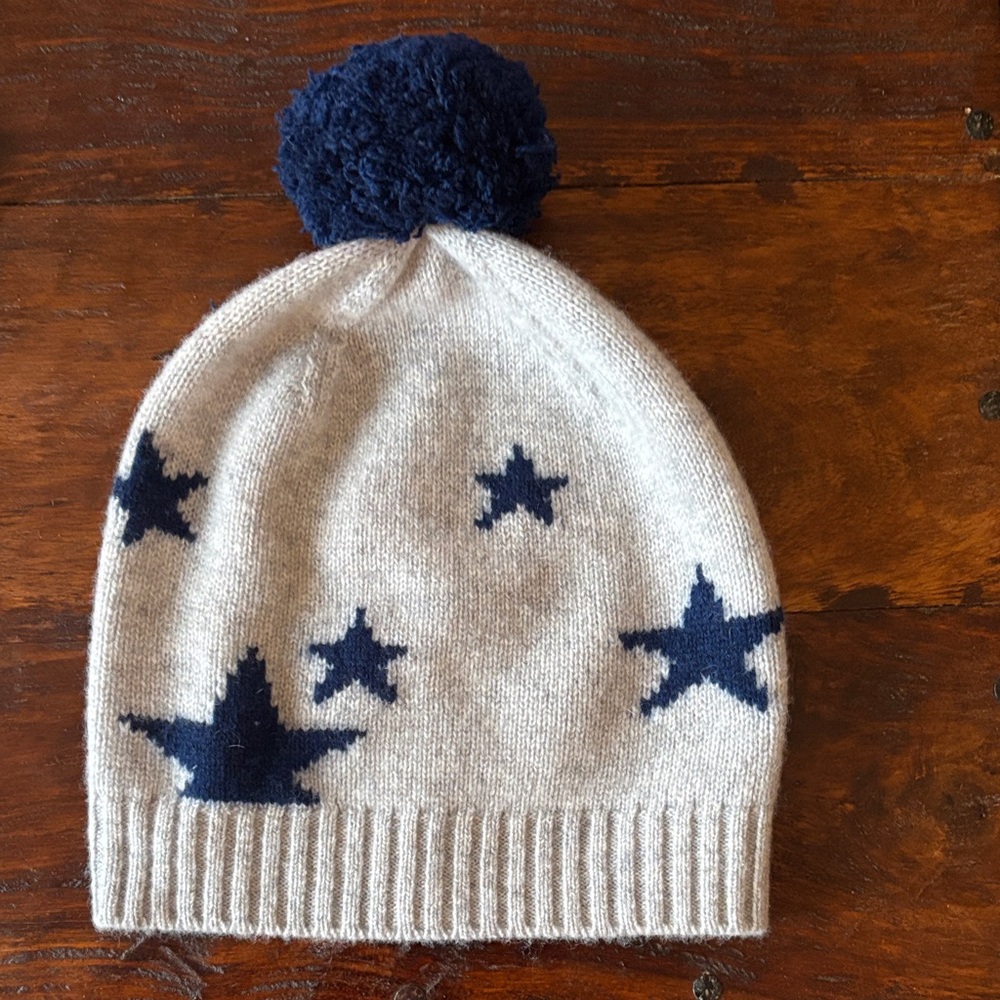 JCREW Beanie 100% Cashmere Beanie Starry Knit Beanie Pom Pom Beanie